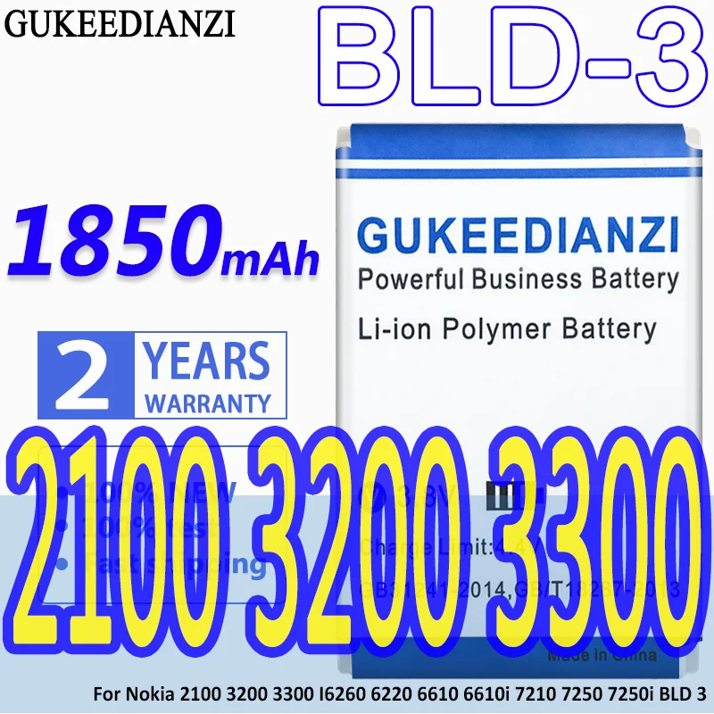 Аккумулятор BLD-3 для Nokia 1850 7210 3300 2100 6220 6200 6610 I6260 6610i 7250i аккумулятор BLD3 BLD 3 7250 мАч |