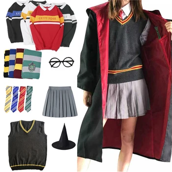 

Gryffindor Magic Cloak Robe Cape Sweater Skrit Suit Hermione Granger Cosplay Ravenclaw Slytherin Potter Costume Halloween D-38