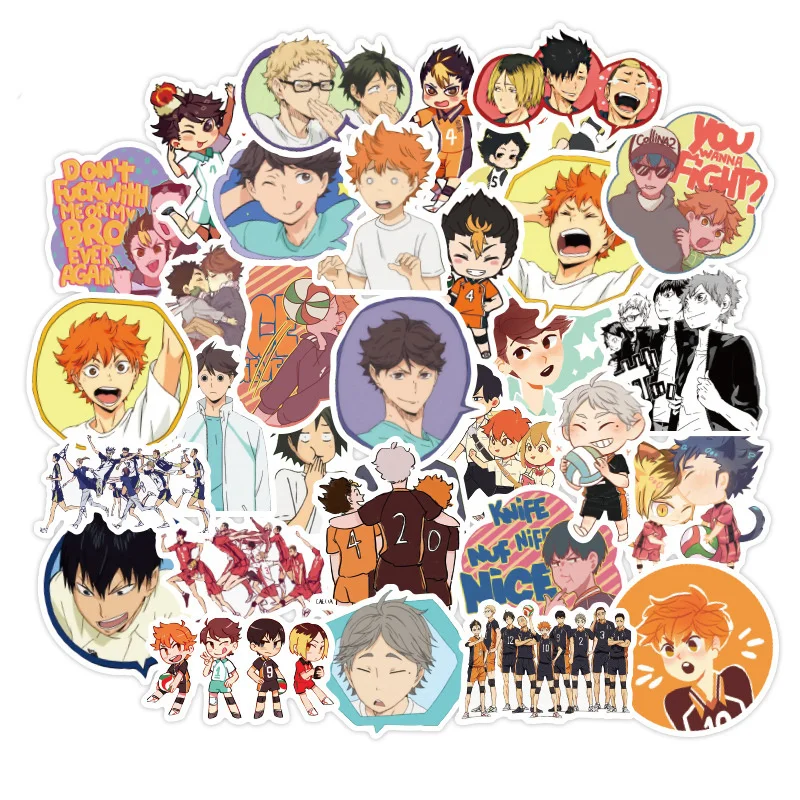 10/50pcs/Pack Haikyuu Anime Stickers Waterproof PVC Skateboard Laptop Guitar Luggage Vsco Cool Graffiti Sticker Kids Toys | Игрушки и