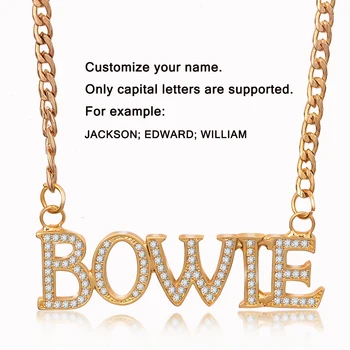 

Personalized Customized Name Necklace Crystal Inlay Pendant Letter alphabet Gold Choker Necklaces For Man Women Gift