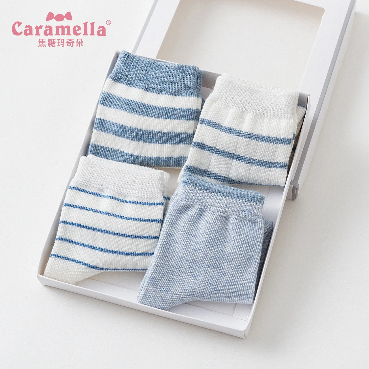 4 пар/кор. Caramela осенние и зимние новые детские носки Подарочная коробка с цветными полосками система разъединения подарок средние детские носки-трубочки