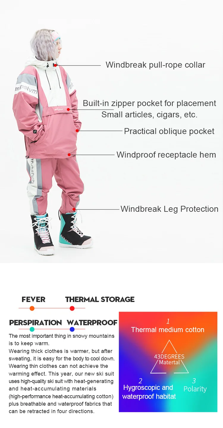 Мужская и Женская водонепроницаемая куртка для горного сноубординга, зимняя ветрозащитная Теплая Лыжная одежда для сноубординга, костюмы с несколькими карманами