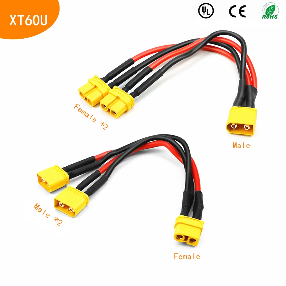 Connecteur XT60 XT60U XT60 U, câble de prise femelle mâle plaqué or pour  Drone hélicoptère batterie Lithium-Ion Amass - AliExpress