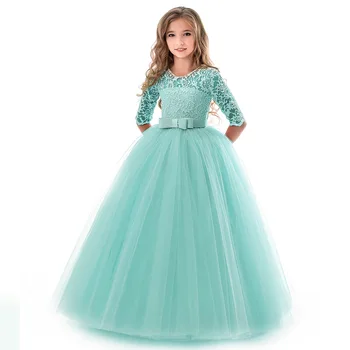 

Girls Lace Half Sleeve Dress Kid Girls First Communion Dresses Tulle Lace Wedding Princess Costume for Junior Children Clothes