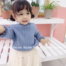Свитер для девочек г., осенне-зимний стильный Толстый Пуловер в Корейском стиле средней длины для детей универсальная рубашка с высоким воротником для малышей, Sw