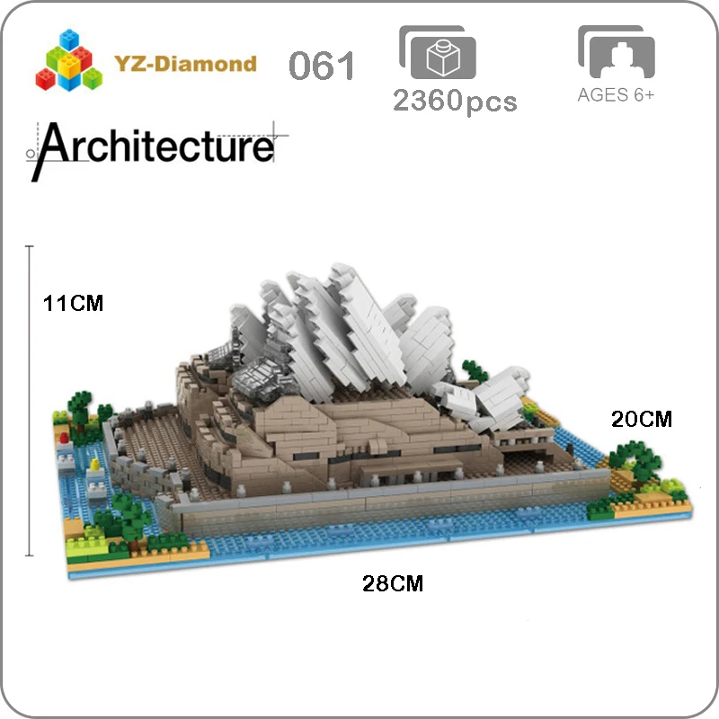 

YZ 061 World Famous Architecture Sydney Opera House 3D Model Mini Diamond Building Small Blocks Bricks Toy for Children no Box