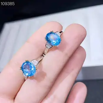 

Silver S925 Fine Jewelry Natural Topza Blue Gems Ring 1pc 7x9mm