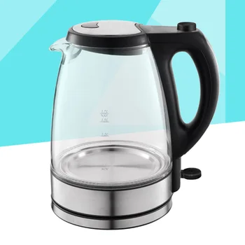 

1.7L Electric Glass Kettle Fast Boiling Blue Light Water Heater with UK Plug (Black)