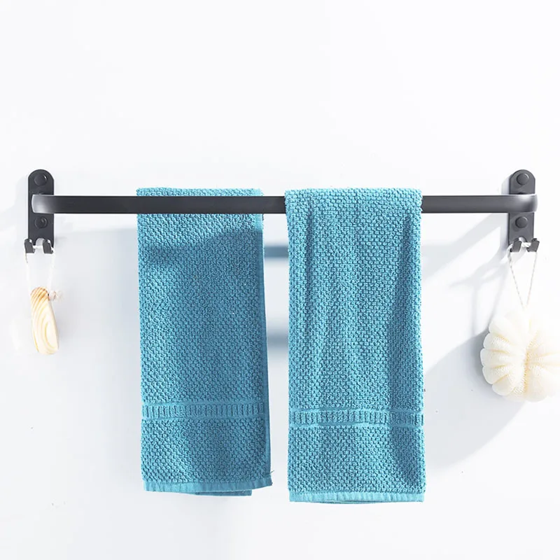 

Matte Black Space Aluminum Bathroom Towel Bar Hook Wall Mount Towel Rail Towel Holder 40/50/60cm Bathroom Accessories