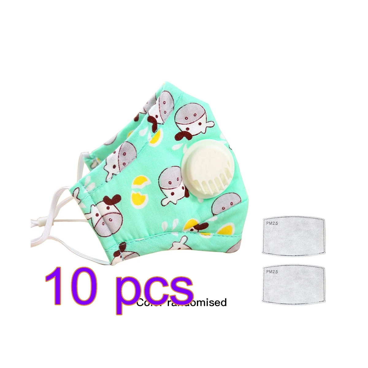 

10 Pcs Children Masks Lovely Pattern Reused Washable Mouth Mask Nose Cover Baby Masks Respirator Valve Maschere