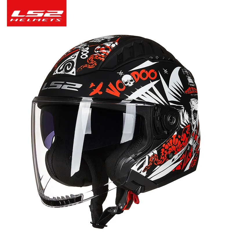 Original LS2 COPTER Retro Motorcycle Helmet with Dual Lens Scooter Man Women Vintage capacete ls2 of600 open face casco moto