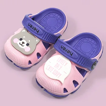 

Summer children's cartoon non-slip shoes, stumbling belt, Baotou sandals, slippers, Heren fashion cute cartoon beach sandals S4