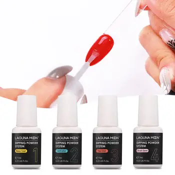 

Lagunamoon 7ML 4pcs Glues Manicure Set For Nail Dipping Powder Natural Art Decoration Base Top Coat Activator Brush Saver