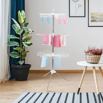 

3 Tiers Rotating Drying Rack Clothes Socks Hat Display Hanger Storage Holder Shelf Movable drying rack stand for clothes
