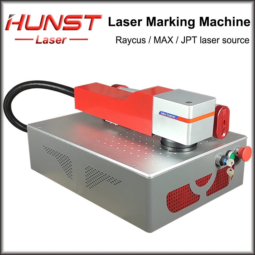 Hunst Metal Laser Marking Machine with JPT Raycus Max Source 20W 30W Foldable Mini Fiber Laser Engraver for DIY Marking Gift