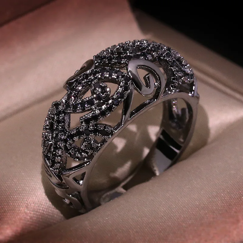 Exaggerated Personality Ring Tungsten Black Zircon Hollow Woven Pattern Retro Ring Wedding Jewelry Gift Ladies wedding rings silver rings silver ring gold plated rings gold plated silver ring gold rings golden ring gemstone ring moissanite ring emerald gemstone ring jade ring magic ring rotating ring enamel butterfly ring pentacle ring viking runes ring metal flower ring silver cross ring silver heart ring silver rose ring silver plated ring rose flower ring smart ring spiked defense ring 3d carved necklace ring