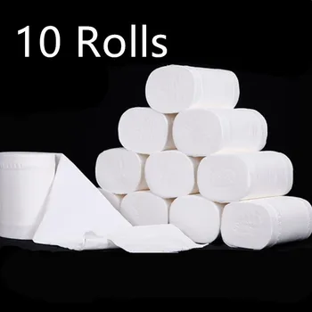 

10 Rolls 4 Layer White Home Bath Paper Bath Toilet Roll Paper Toilet Roll Tissue Paper Towels Tissue 20#329