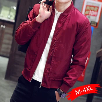 

2020 Baseball Jacket Men Spring Autumn Casual Solid Fashion Slim Zipper Bomber Jackets Men Overcoat Mens Thin Pilot Jackets