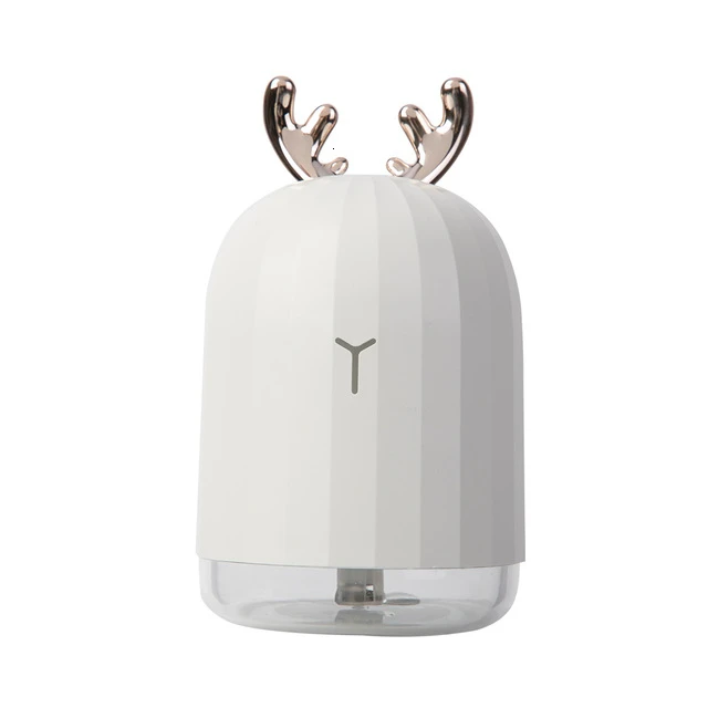 White USB Deer Air Humidifier Ultrasonic Cool Mist Adorable Mini Humidifier With LED Light Car Aromatherapy Essential Oil Diffuser - Цвет: White