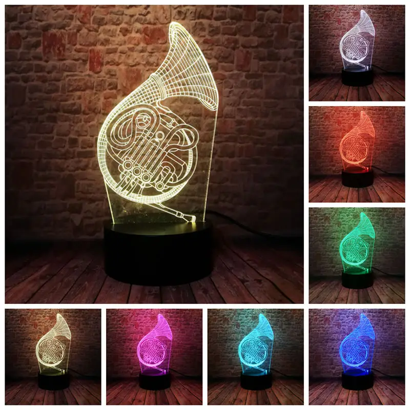 Sax музыкальная Модель 3D ночник светодиодный 7 освещение, меняющее цвет саксофон Декор флэш-игрушки