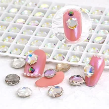 

8mm Round Shape Glass Strass For Nails Korean Style Shiny Crystal Beads AB Color Flatback DIY Nail Stones Glue On