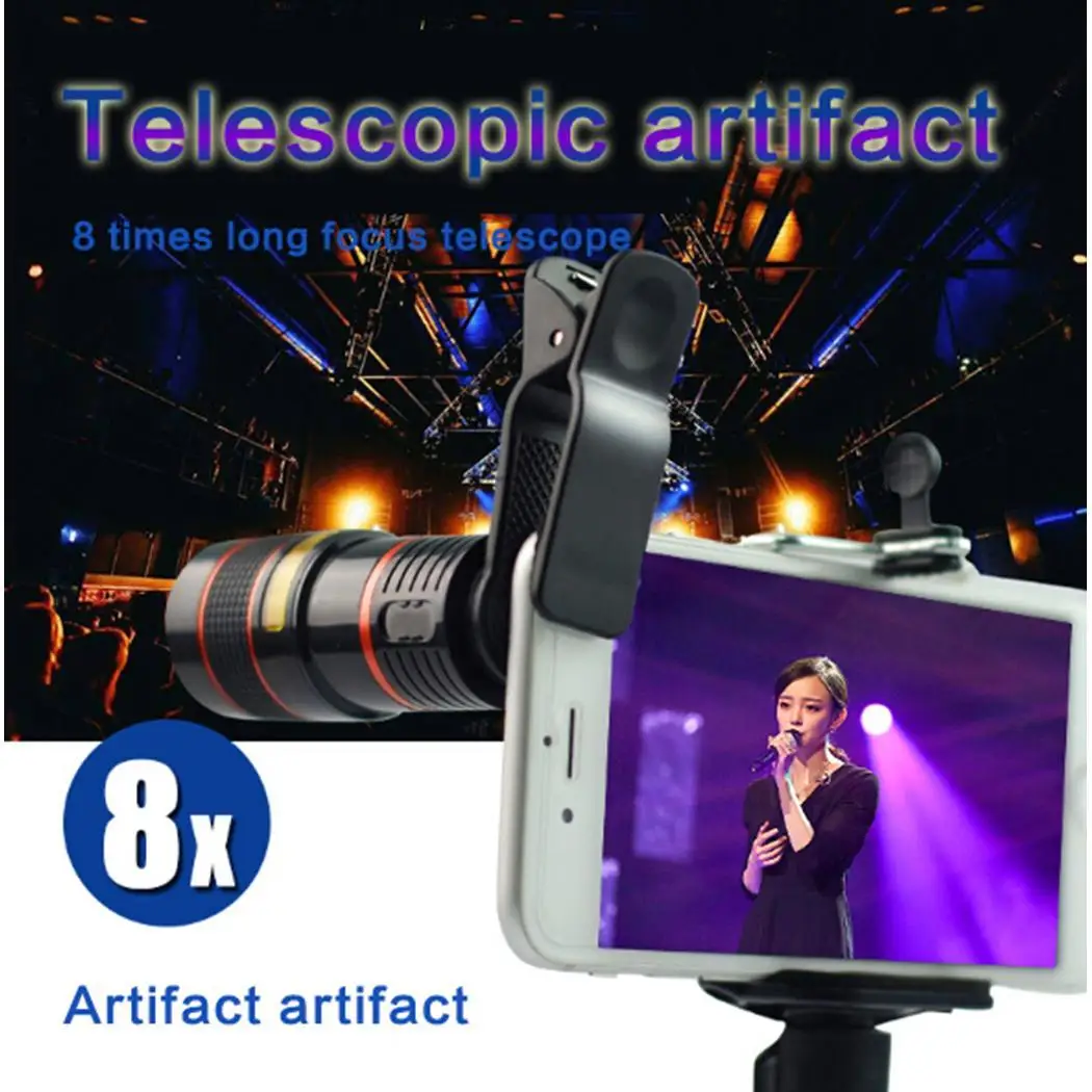 Общий HD 8x оптический телескоп зум клип для камеры сотового телефона