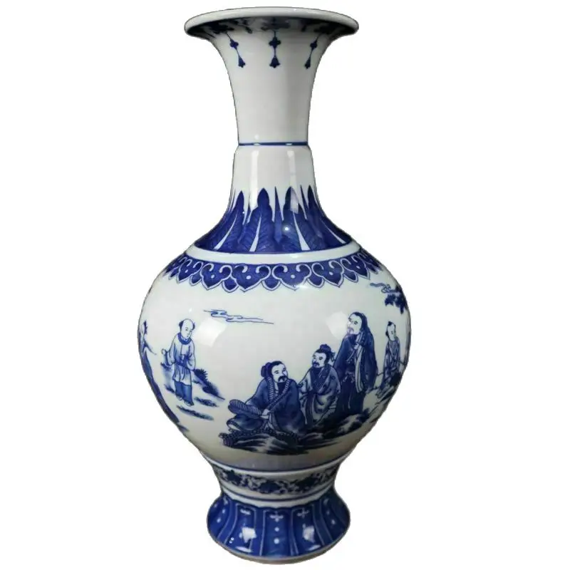 

China Old Porcelain Blue And White Character Story Pattern Vase