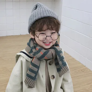 

Children's scarf autumn and winter boys check wool cute Korean girl baby warm scarf wholesale