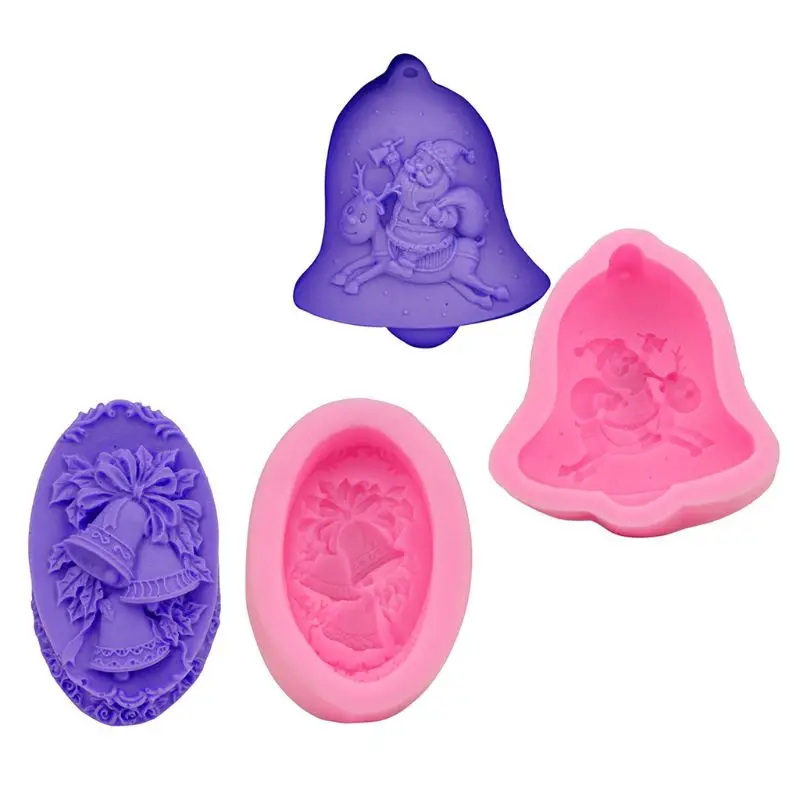 

2pcs/set 3D Christmas Bell Silicone Fondant Mold Cake Chocolate Decorating DIY X3UC