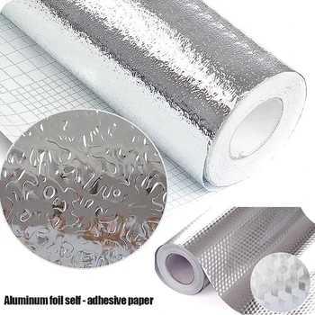 

Kitchen DIY Oil-Proof Stickers Waterproof Aluminum Foil Kitchen Stove Cabinet Self Adhesive Wall Sticker Wallpaper 40x200/300cm