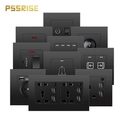 PSSRISE A08 Series EU /UK/FR/UN  Wall Switch Socket High Power Socket With USB PC Panel For Lamp TV Water Heater Air Conditioner