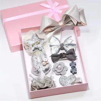 

10 Pcs/Box Kids Children Accessories Hairpins Barrettes Baby Shinny Bow Headwear Hair Clips Girls Headdress New Children Gift