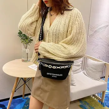

Unisex Fashion Double Zipper Waist Bags Leather Shoulder Bags Chain Letter Pattern Chest Pack Fanny Pack Women's Belt Bag /E