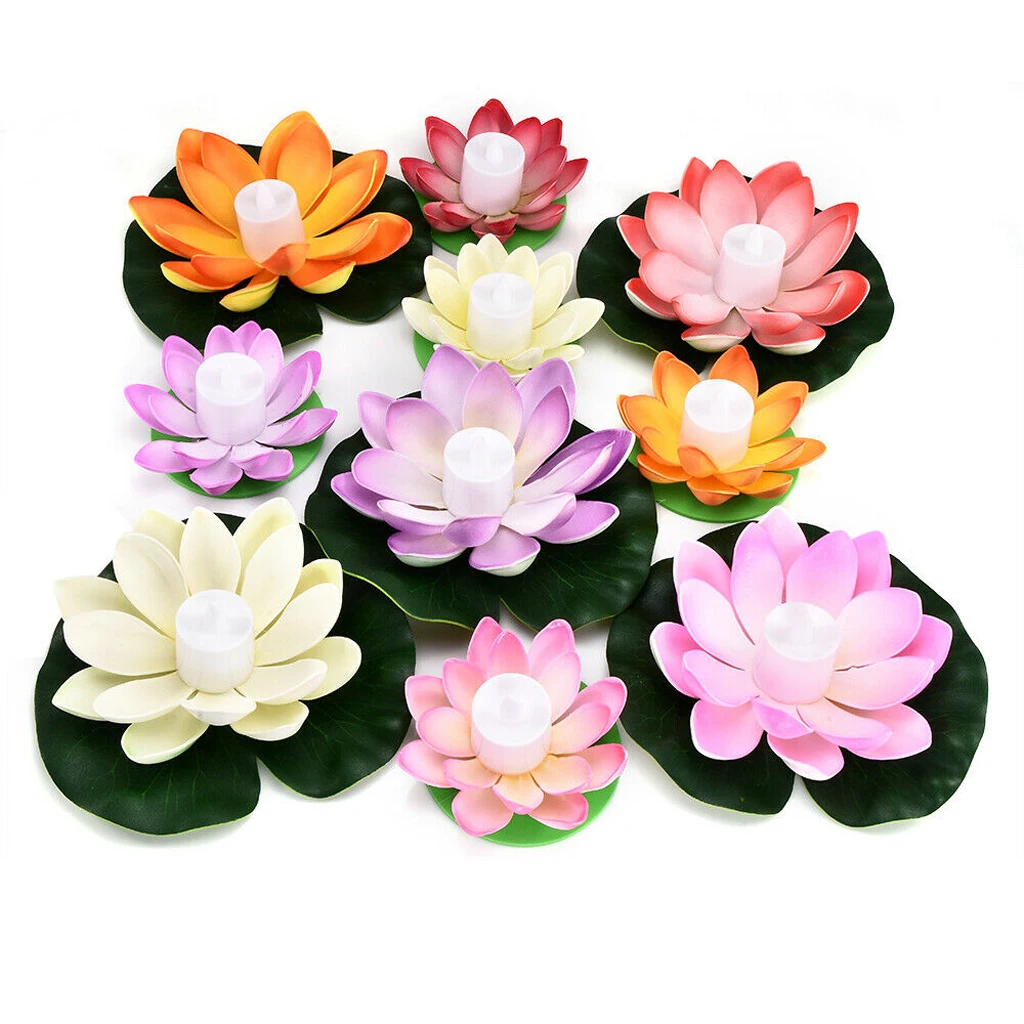 Floating Tealight Candles Lotus Flower Pool Lights Flameless Night Lights