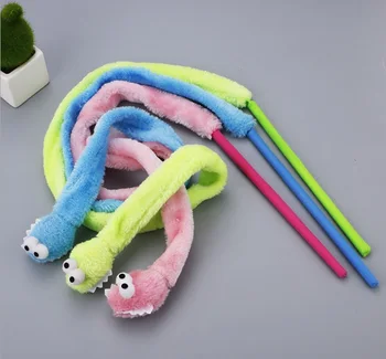 

60pcs Cartoon Lovely Cats Interactive Stick With Sound Box Snake Mint Tease Cat Sticks Comfortable Plush Play Toys WB1487