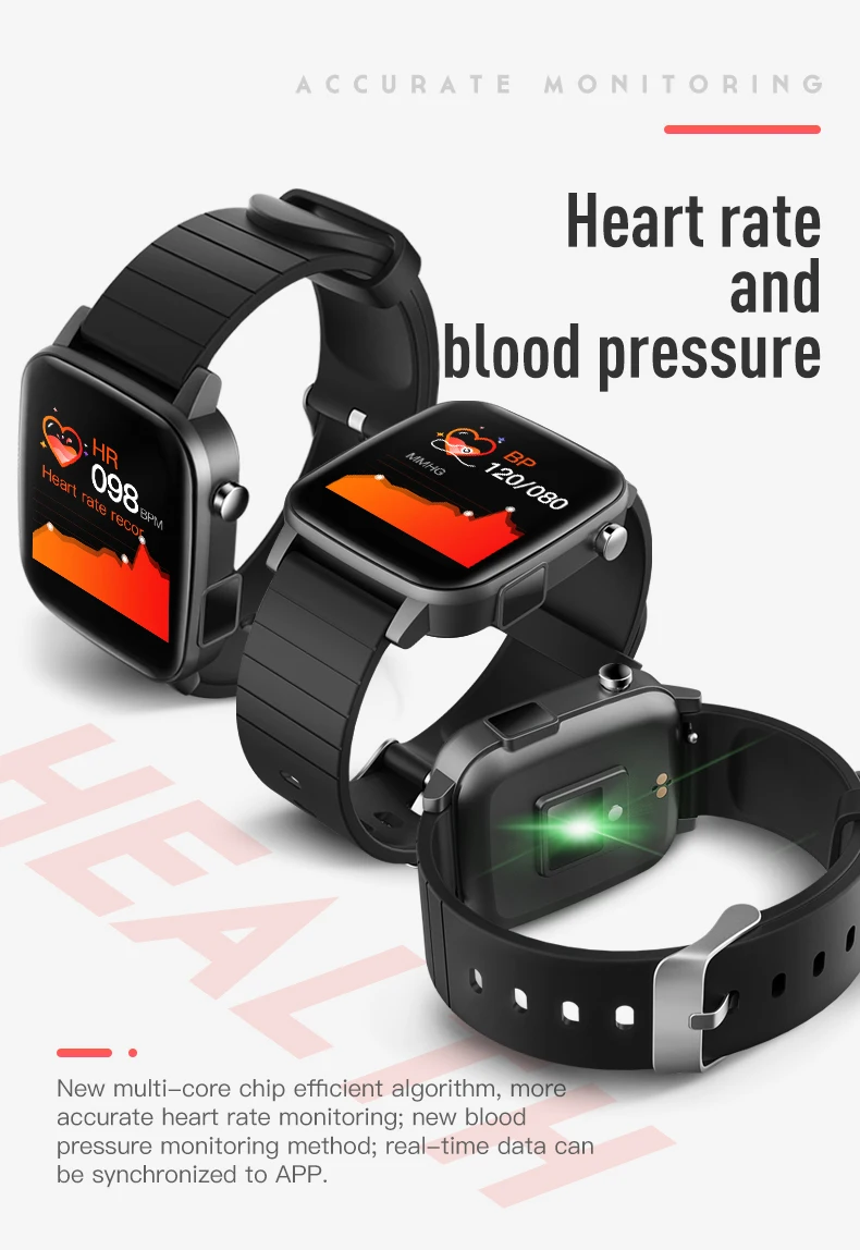 Fitness Tracker Body Temperature Heart Rate Blood Pressure Blood Oxygen Smart Watches with ECG PPG SPO2 for Old Men Women SP1