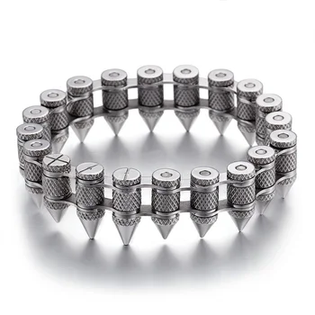 

New bullet domineering titanium steel bullet men's bracelet alternative bicycle chain jewelry