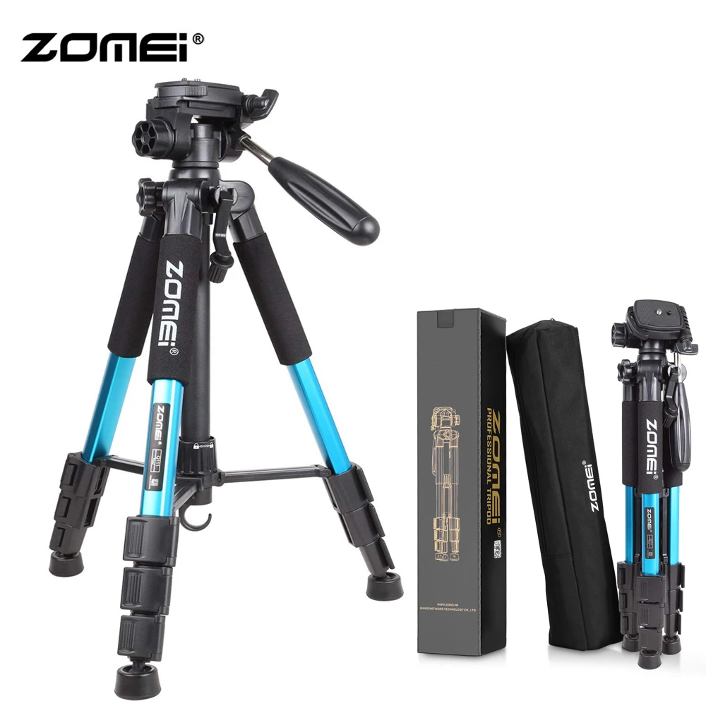 New Product  Zomei Blue Q111 Lightweight Tripod Professional Portable Travel Camera Stand with Pan Head Carry Ba 