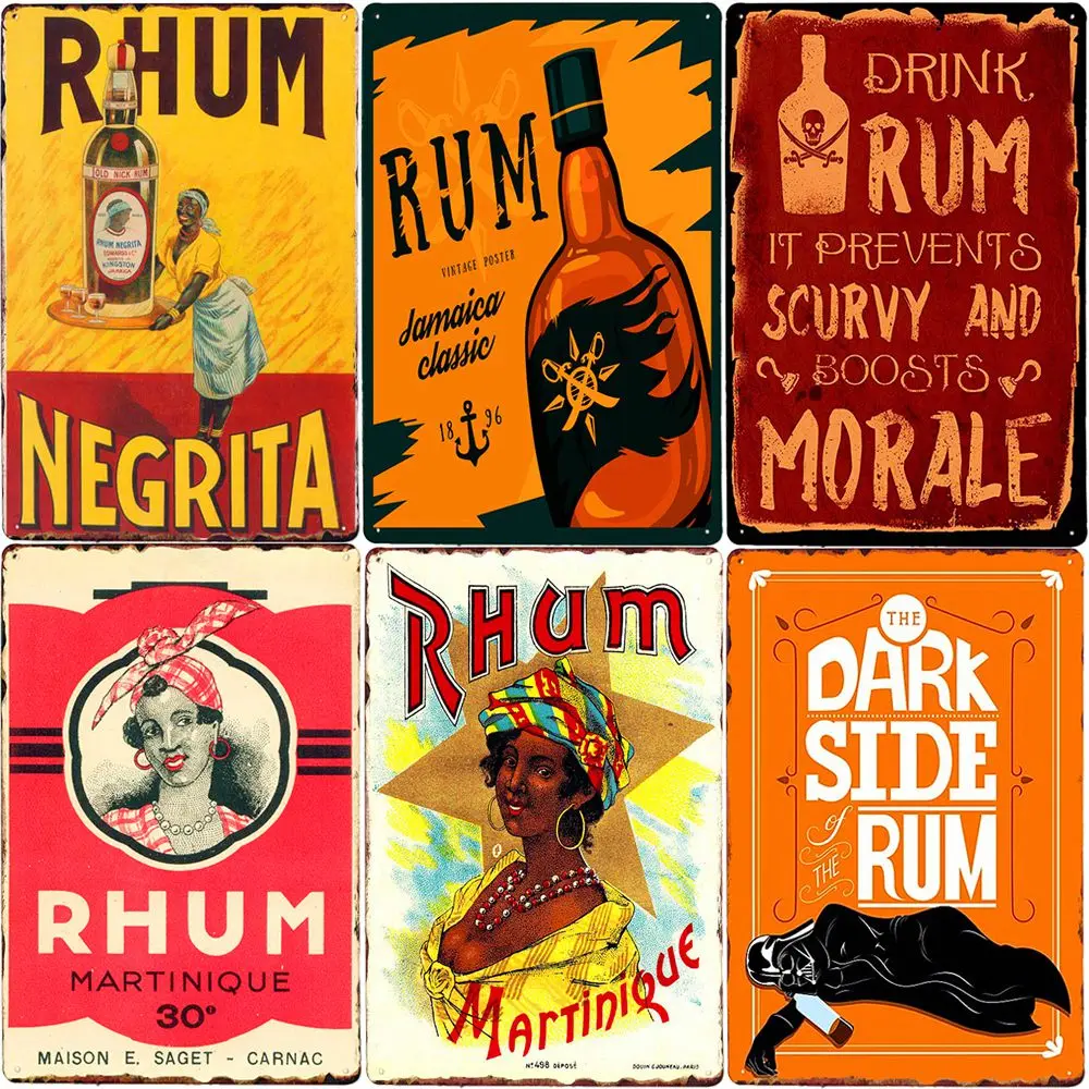 Birra Fredda Rhum Retro Targa Home Bar Decor Pub Cafe Brewery Wine Rum Wall Art Poster Segni In Metallo Piatti Decorativi N046