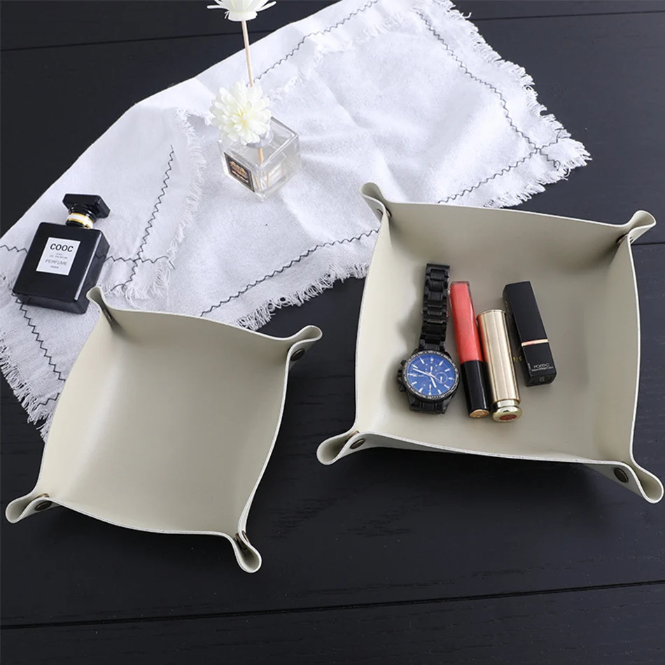 Trays Leather Personalized Desk Organizer Desktop Storage Box for Jewlery Key Cosmetics Glasses Headphone Wallet Office Home Use