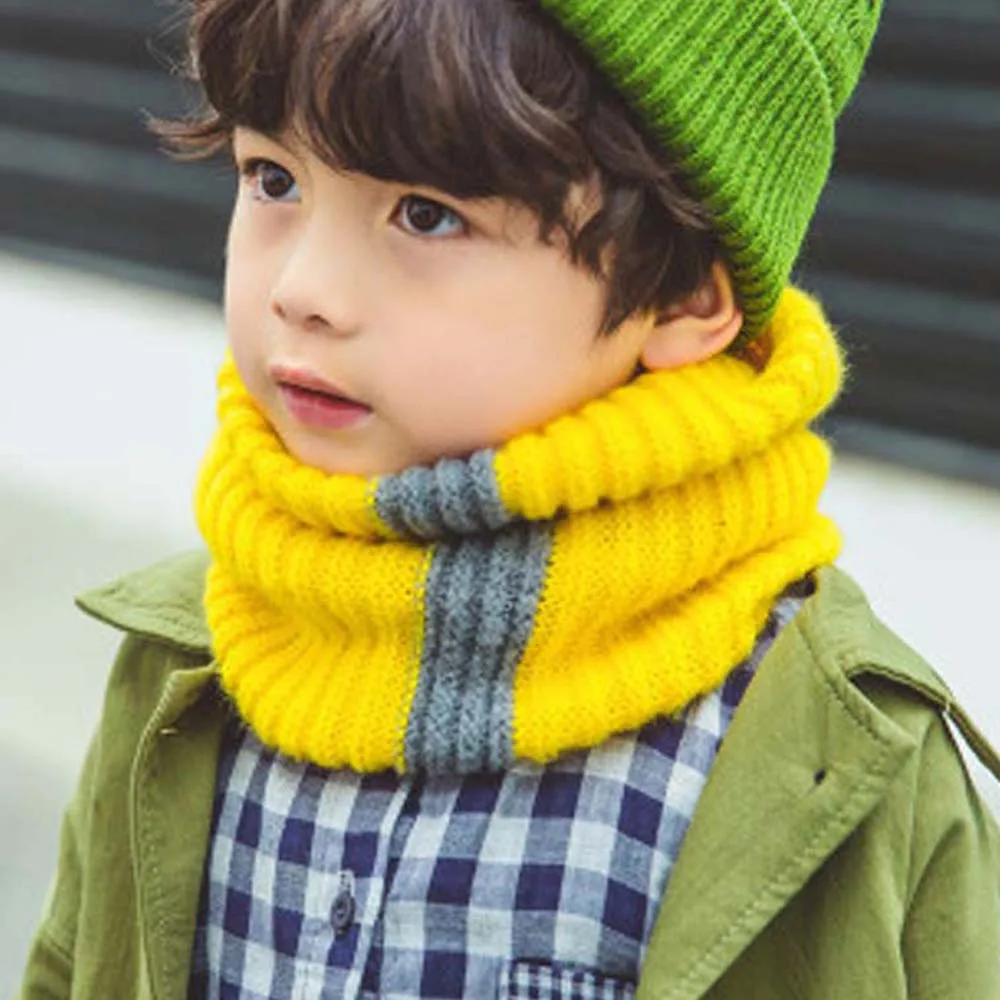 Autumn Winter Girls Boys Knitted Scarf Baby Kids Snood Ring Infinity Tassel Scarfs Loop Neck Circle Warm Scarves Neckerchief