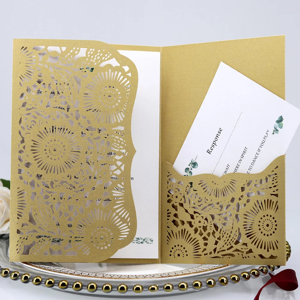  10pcs Stationery Hollowed Out Party Portable Delicate Craft Decoration Wedding Greeting Card Invita - 4.00023E+12