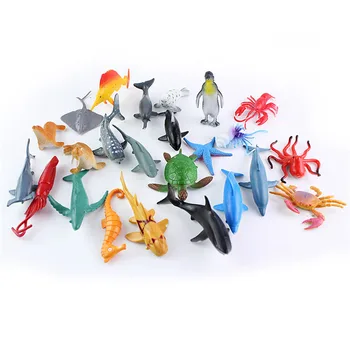 

Mini Plastic Colorful Ocean Sea Animals Model Toy Set Children Puzzle Early Intelligence Education Gift Party Favor For Kids