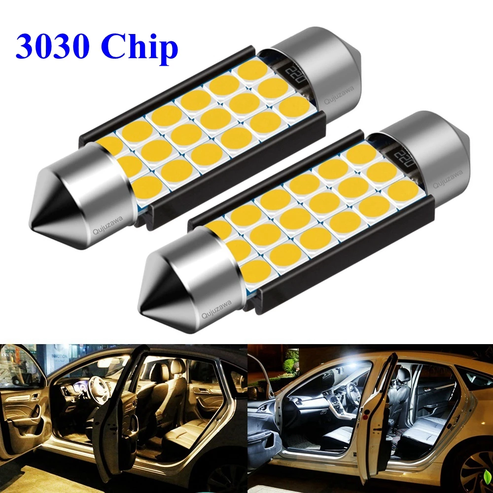 

2PCS Festoon 31mm 36mm 39mm 41mm C5W C10W Super Bright 3030 LED Bulb Car Dome Light Canbus Auto Interior Reading Lamp Warm White
