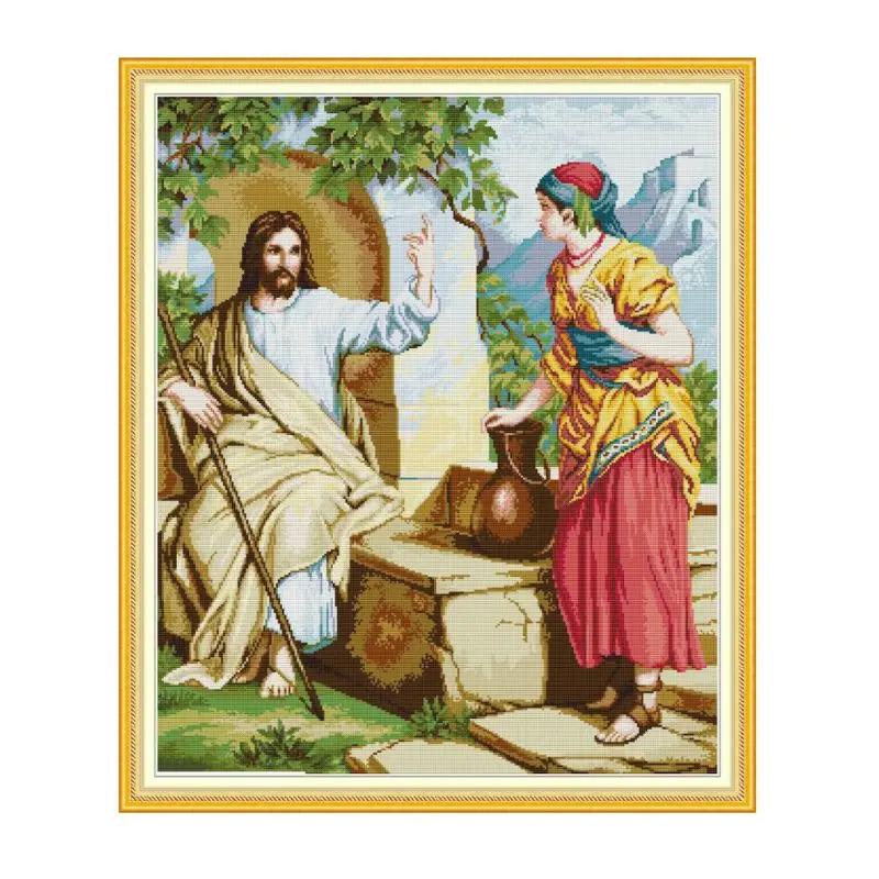 

Jesus DIY Handmade Needlework Counted 14CT Printed Cross Stitch Embroidery Decor Q6PE