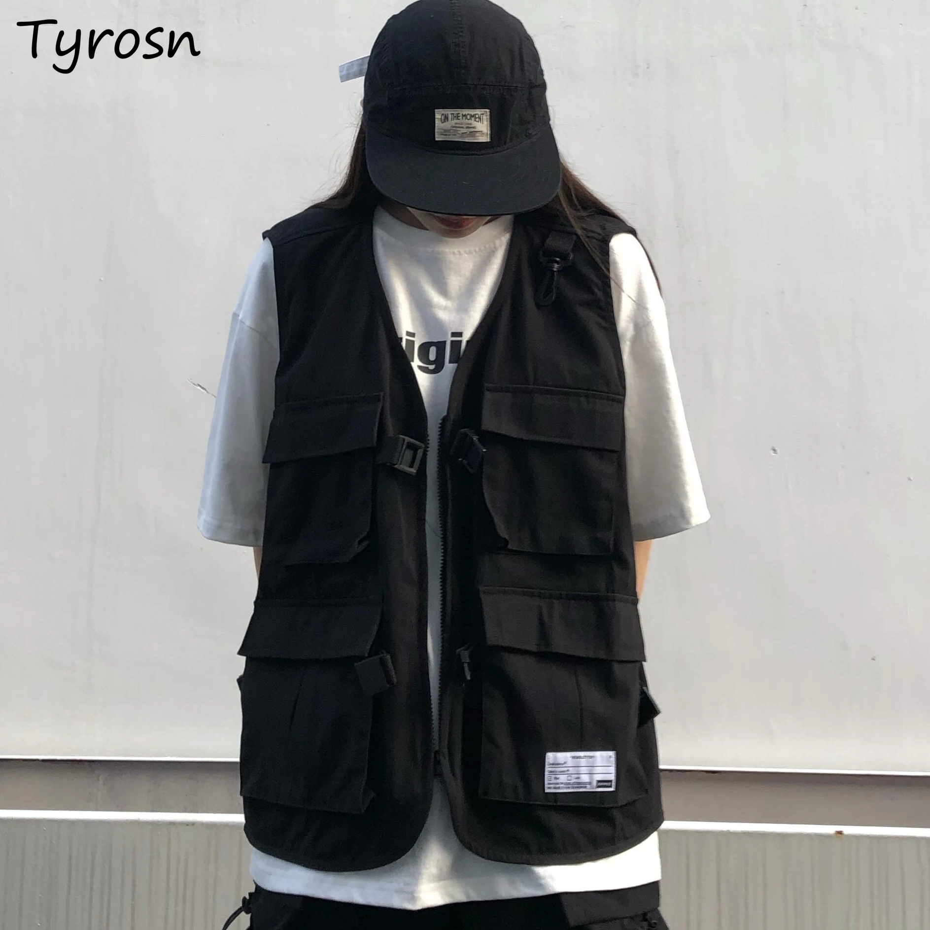 

Жилеты женские унисекс для пар, уличная тактическая безрукавка-карго с несколькими карманами в стиле Харадзюку, свободные шикарные куртки для студентов, уличная одежда