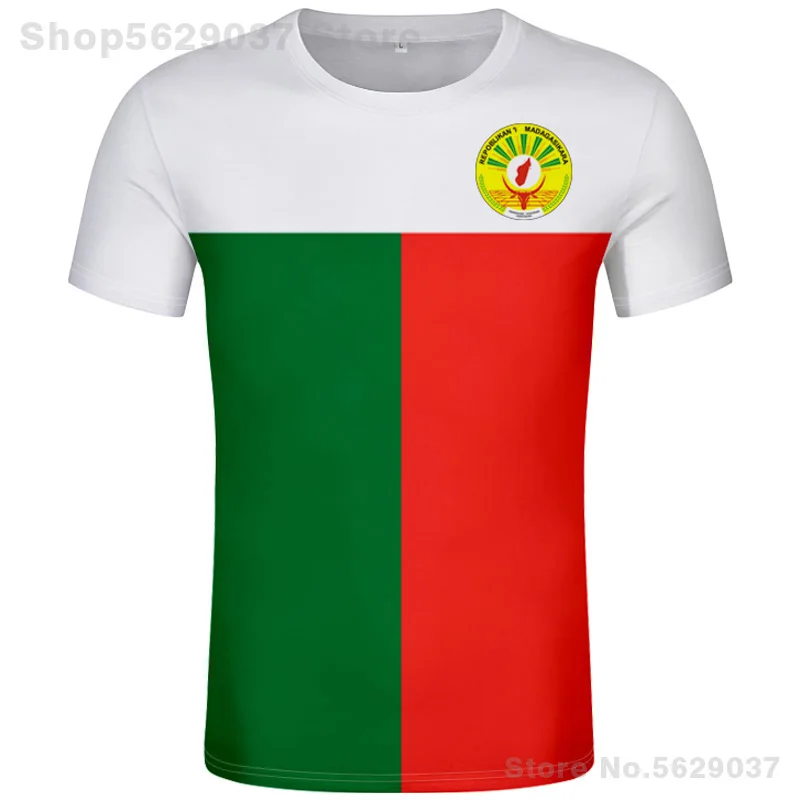 

Мадагаскарская футболка, самодельная футболка с именем и номером на заказ, футболка с государственным флагом мг, Мадагаскарский, французская страна, печать фото, логотип, одежда