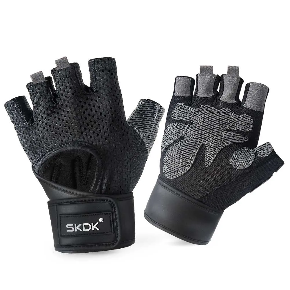 1 Pair Fitness Absorb Sweat Exercise Wrist Support Outdoor Training Riding Anti Slip Sports Gloves Cycling Half Finger
