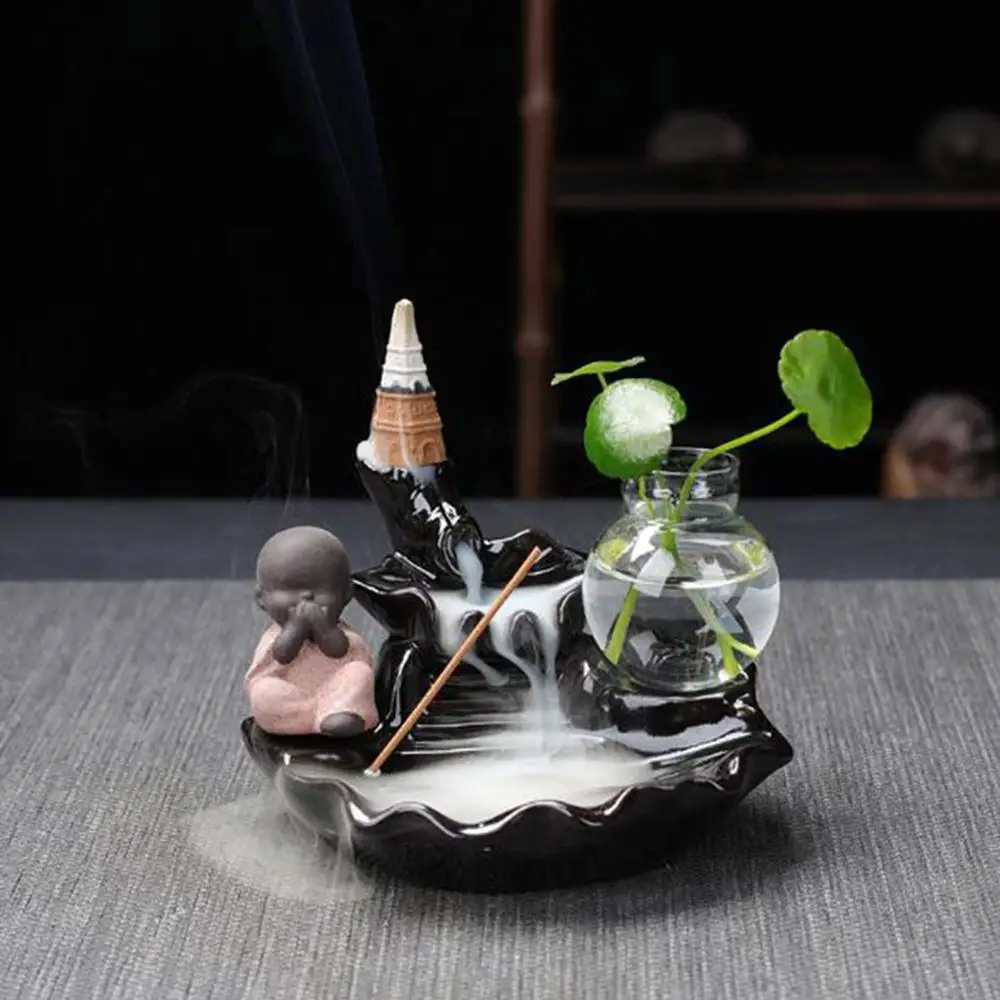 Керамический маленький монах конус для благовоний держатель буддизм дзен кенсер