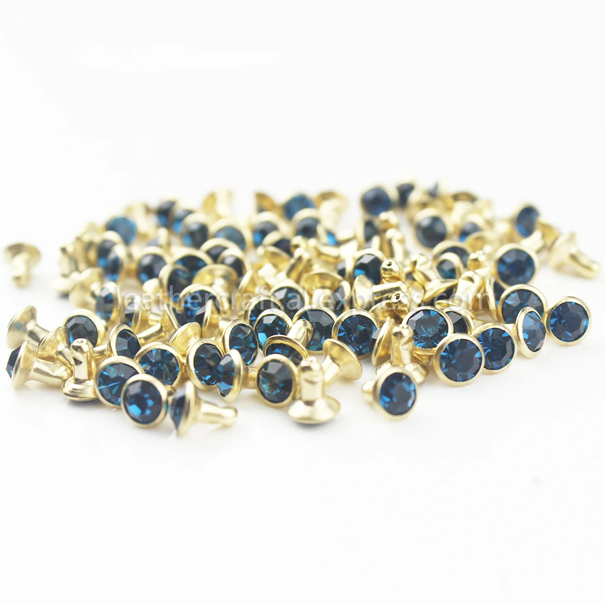 Gold with Lightblue 100 комплектов 6 мм Разноцветные Заклепки из горного хрусталя синтетический кристалл шпильки Сумка Одежда Кожа ремесло чехол для телефона Diy Декор Аксессуары - Цвет: Gold with Lightblue
